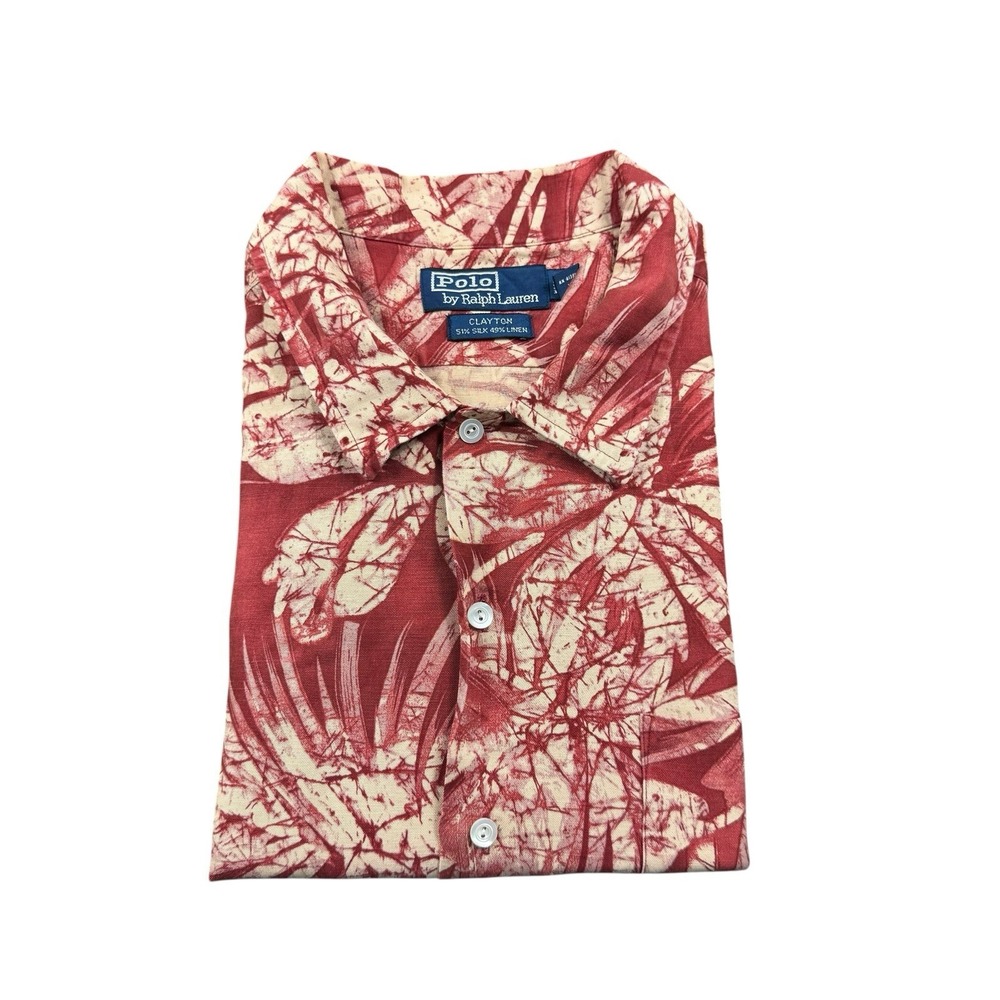 Polo Ralph Lauren Clayton Hawaiian Shirt Mens XL Silk Linen Blend Red Floral